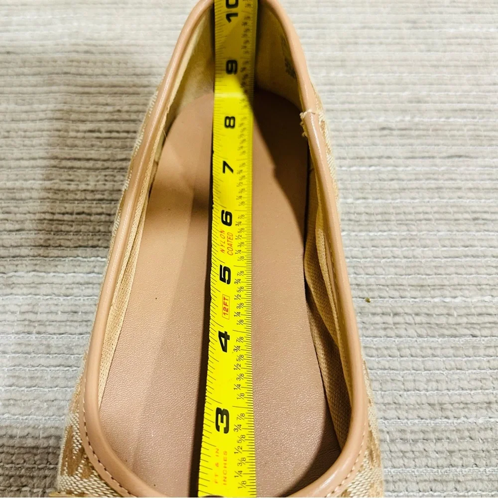 Michael Kors Fatima Ballet Flats Slip On Shoes Tan Monogram Size 3‎